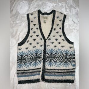 Vintage St. John's Bay Gray and White Wool Blend Sweater Vest Large